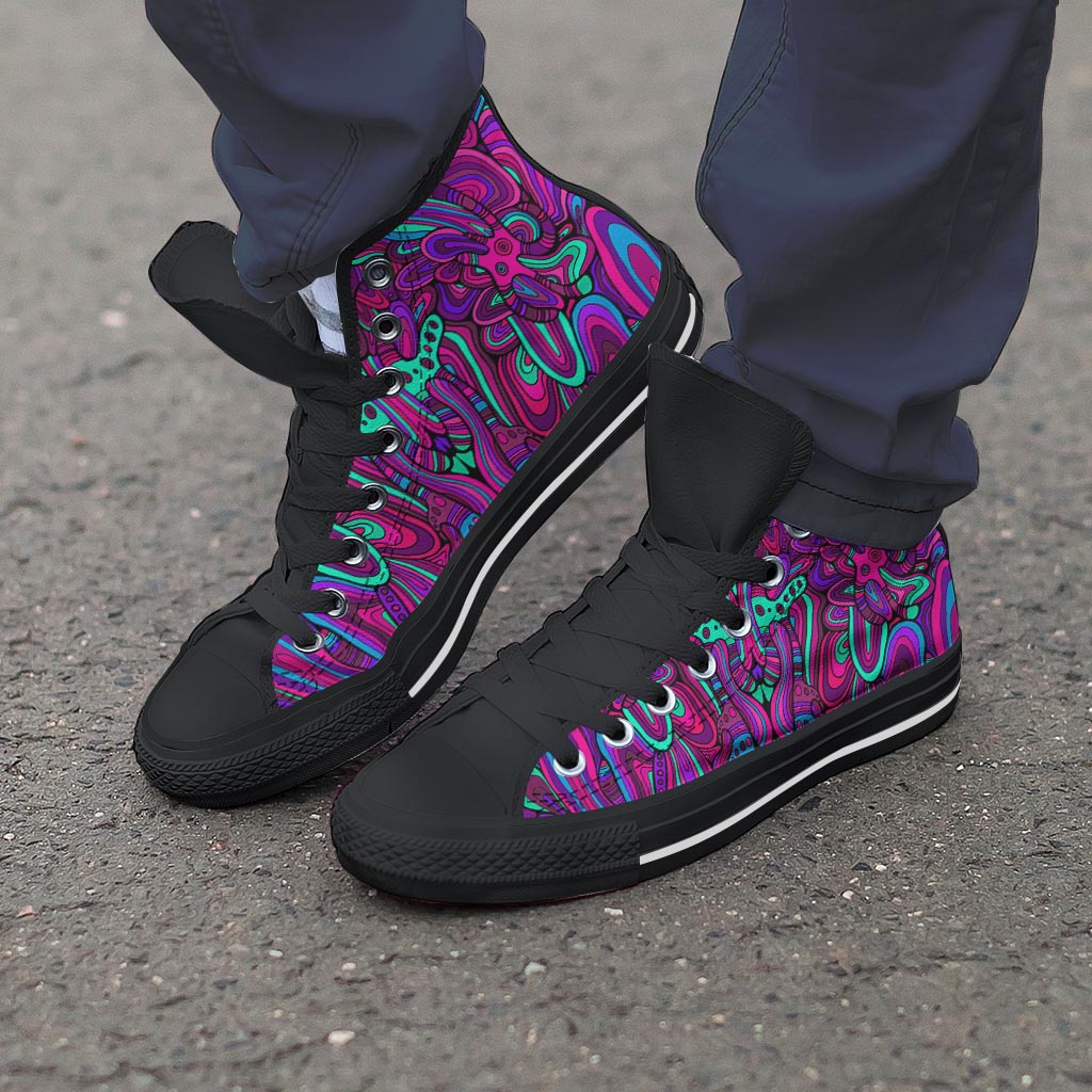 Psychedelic Trippy Doodle Men's High Top Shoes-grizzshop