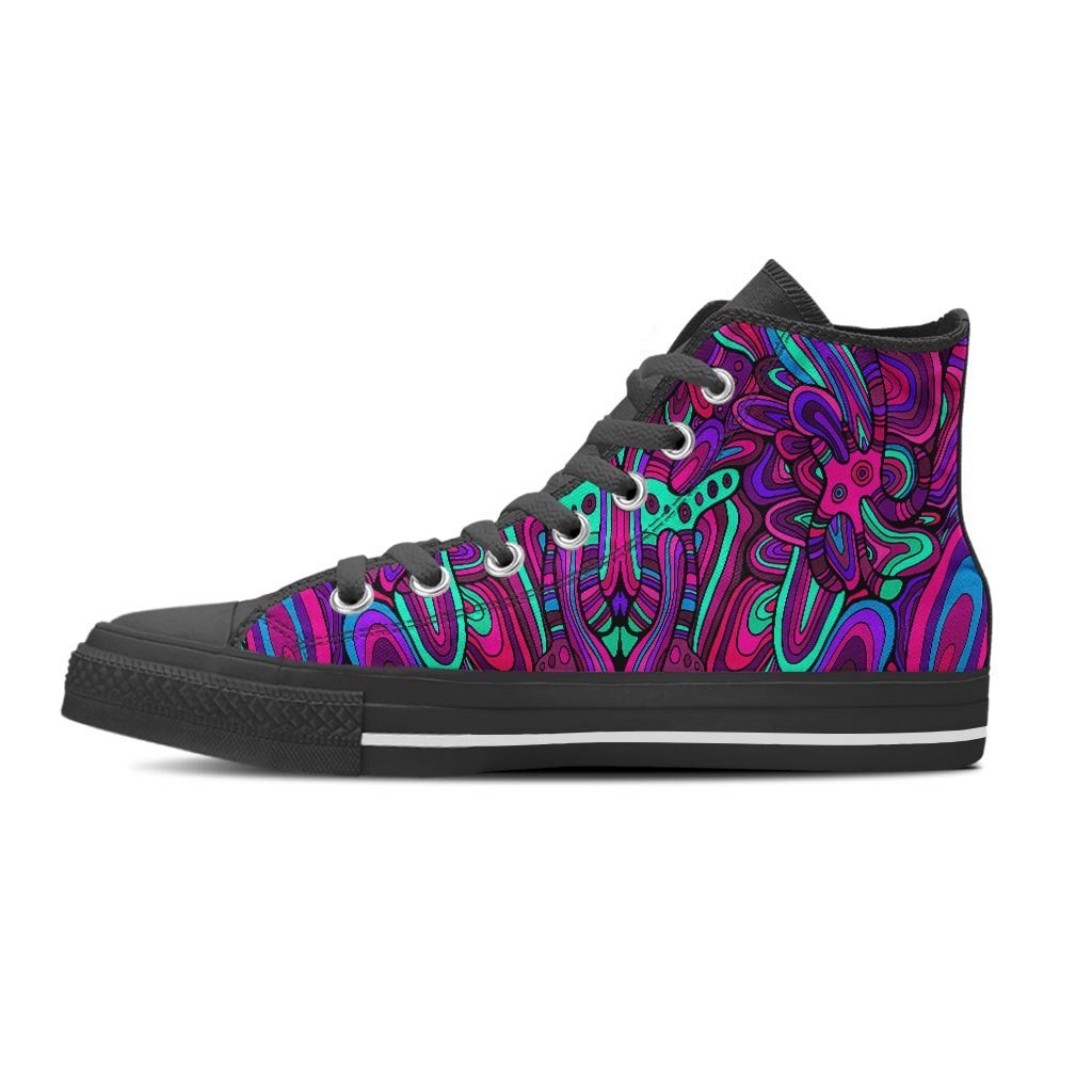 Psychedelic Trippy Doodle Men's High Top Shoes-grizzshop