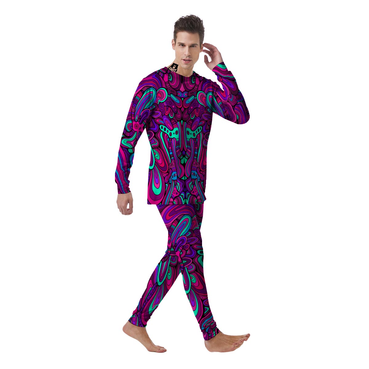 Psychedelic Trippy Doodle Men's Pajamas-grizzshop