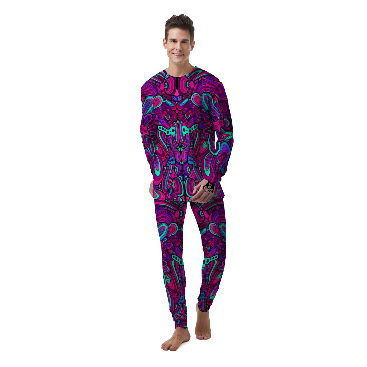 Psychedelic Trippy Doodle Men's Pajamas-grizzshop