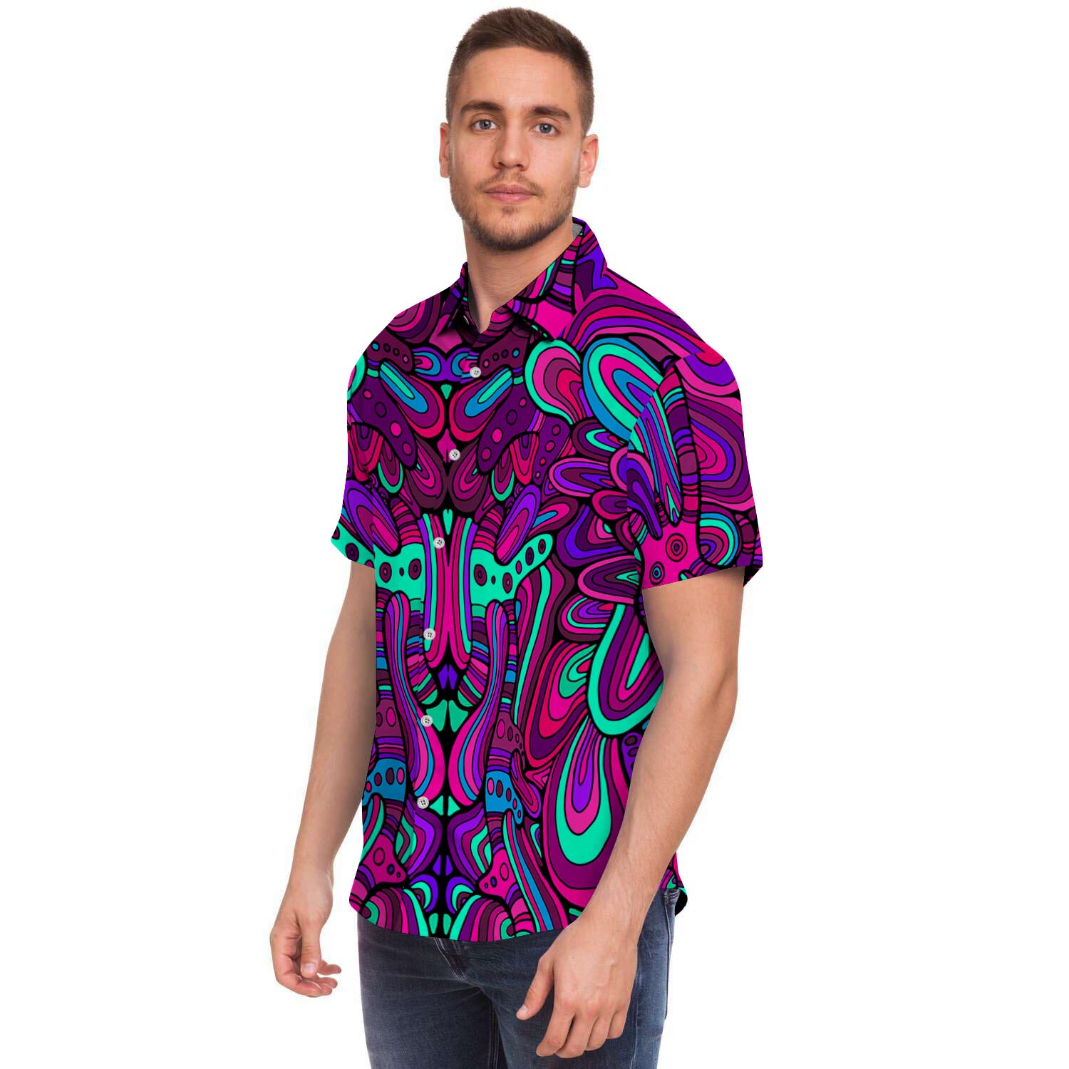 Psychedelic Trippy Doodle Men's Short Sleeve Shirt-grizzshop