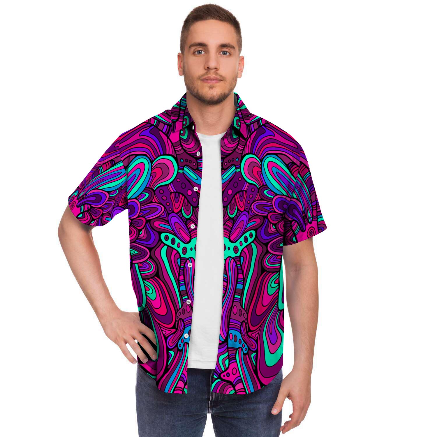 Psychedelic Trippy Doodle Men's Short Sleeve Shirt-grizzshop