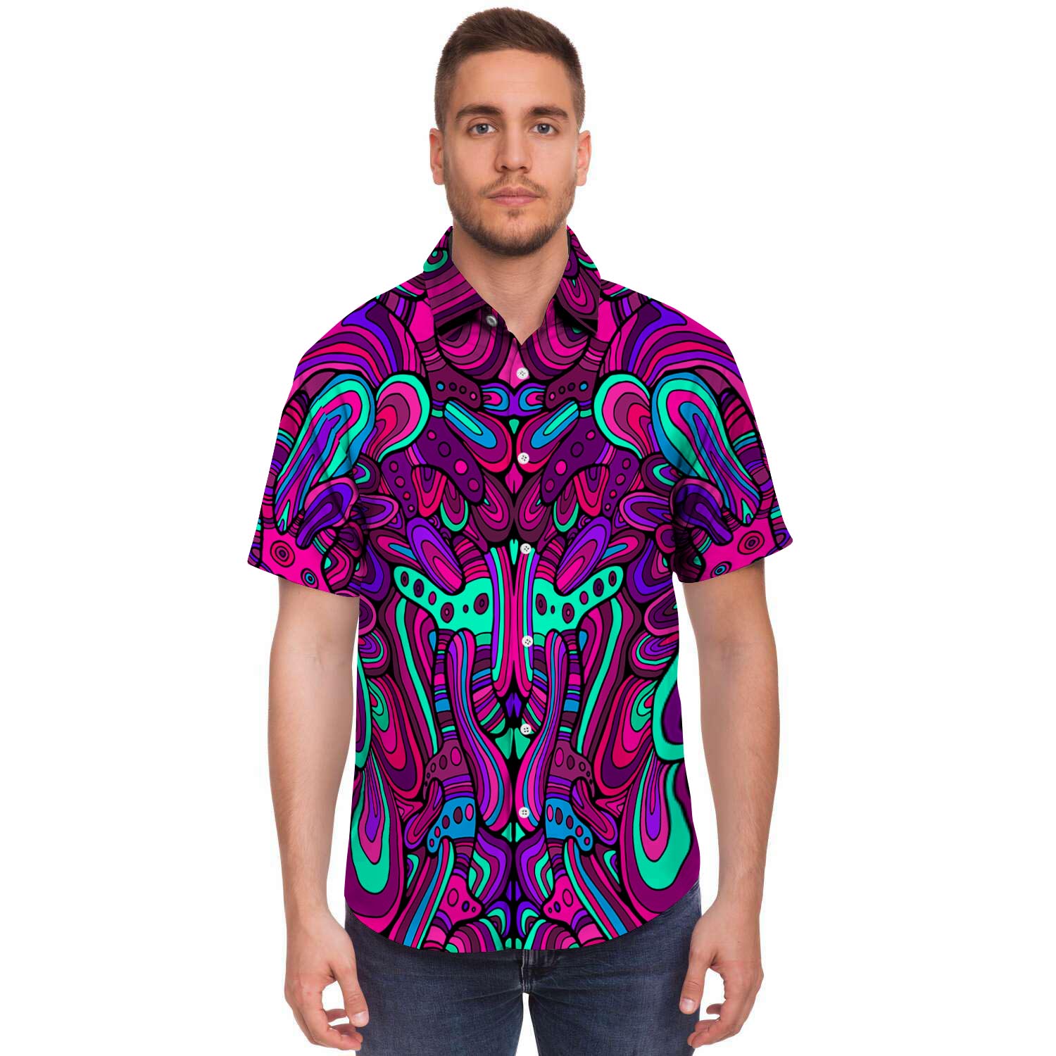 Psychedelic Trippy Doodle Men's Short Sleeve Shirt-grizzshop
