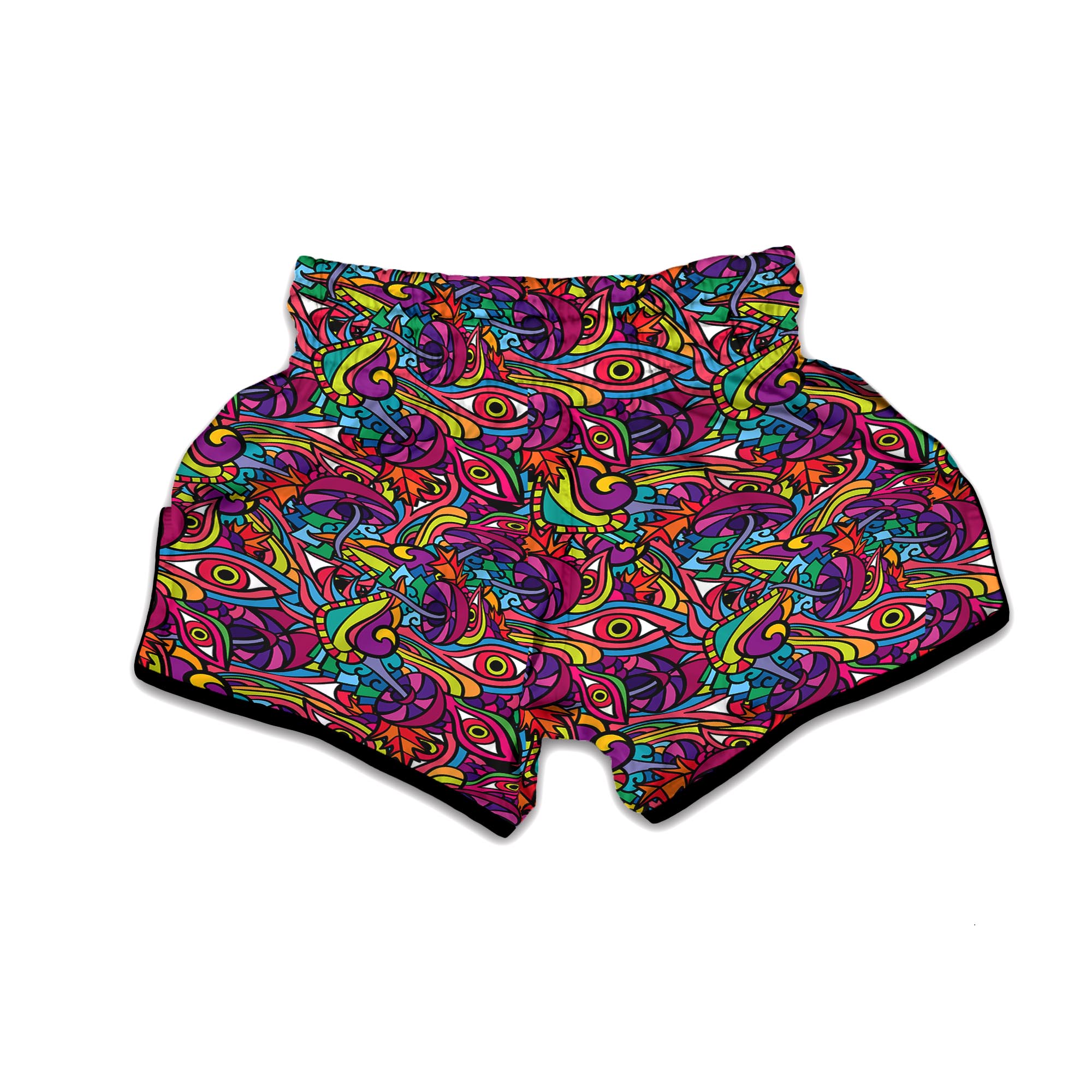 Psychedelic Trippy Doodle Muay Thai Boxing Shorts-grizzshop