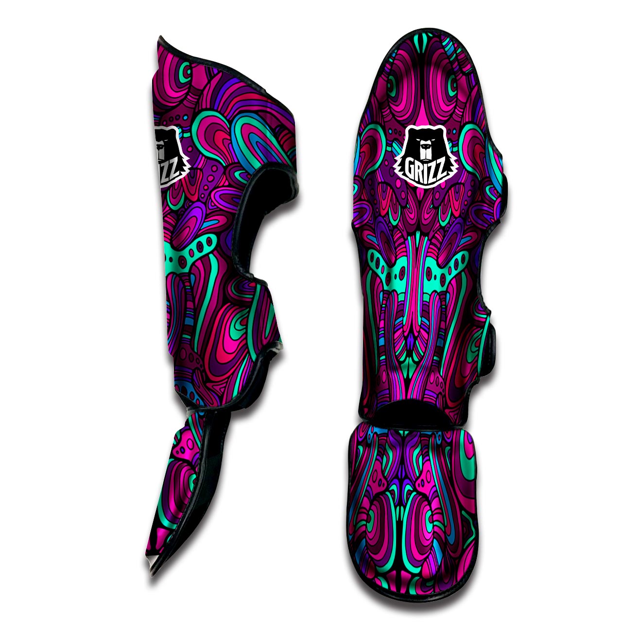 Psychedelic Trippy Doodle Muay Thai Shin Guard-grizzshop