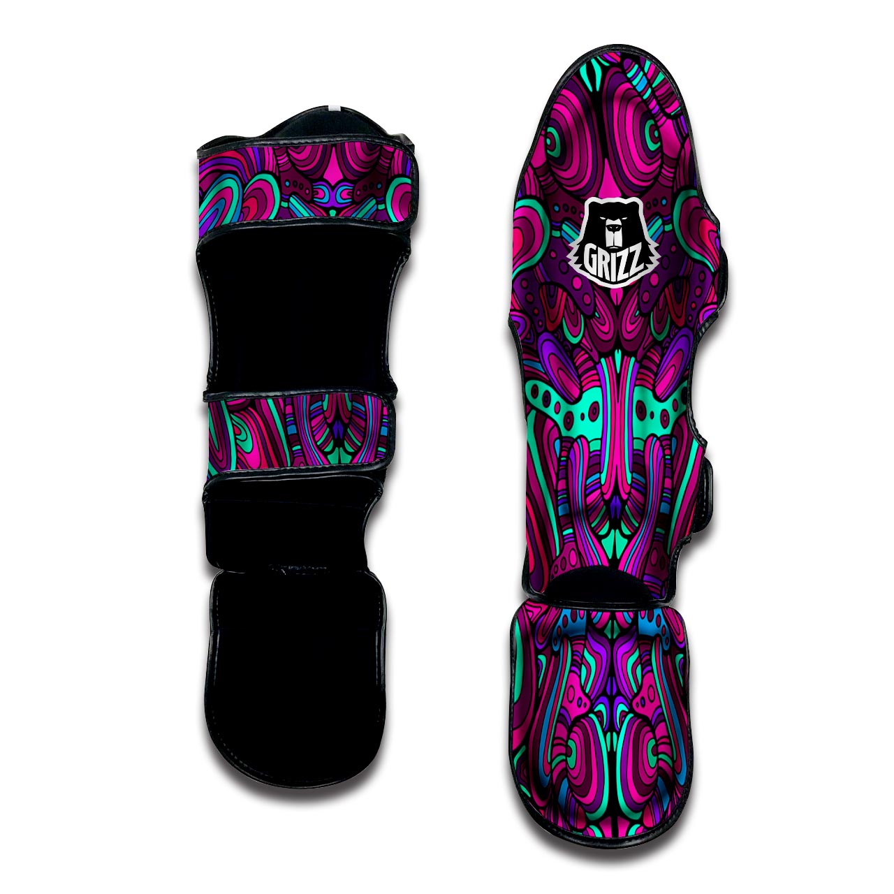 Psychedelic Trippy Doodle Muay Thai Shin Guard-grizzshop