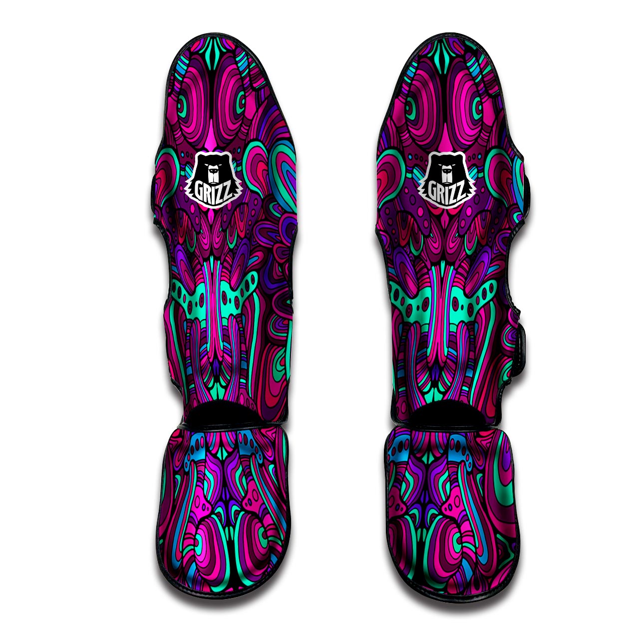 Psychedelic Trippy Doodle Muay Thai Shin Guard-grizzshop