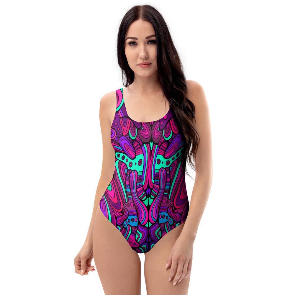 Psychedelic Trippy Doodle One Piece Swimsuite-grizzshop