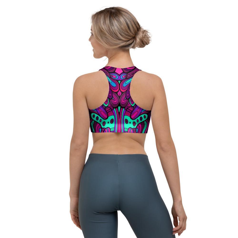 Psychedelic Trippy Doodle Sports Bra-grizzshop