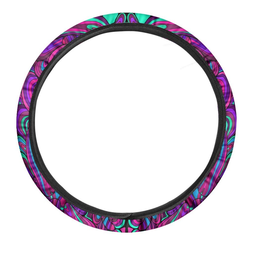 Psychedelic Trippy Doodle Steering Wheel Cover-grizzshop