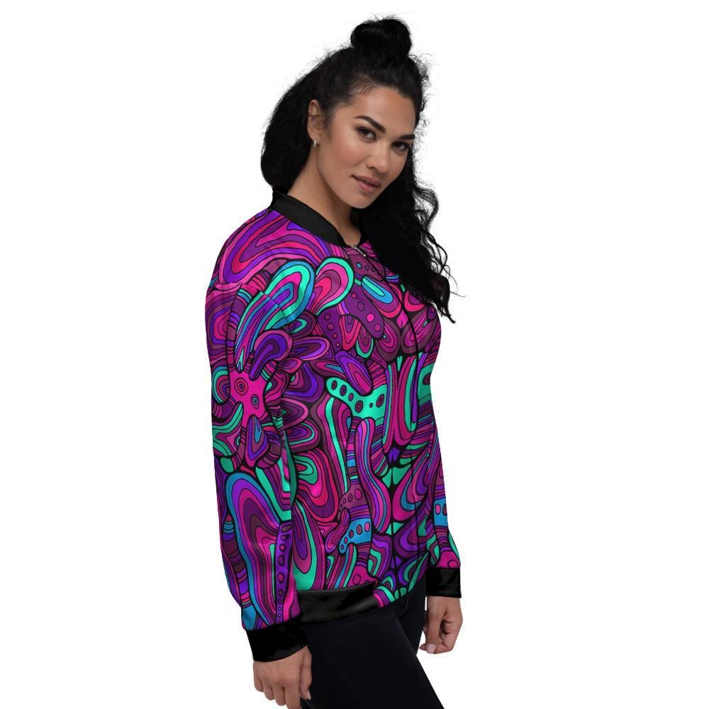 Psychedelic Trippy Doodle Women's Bomber Jacket-grizzshop