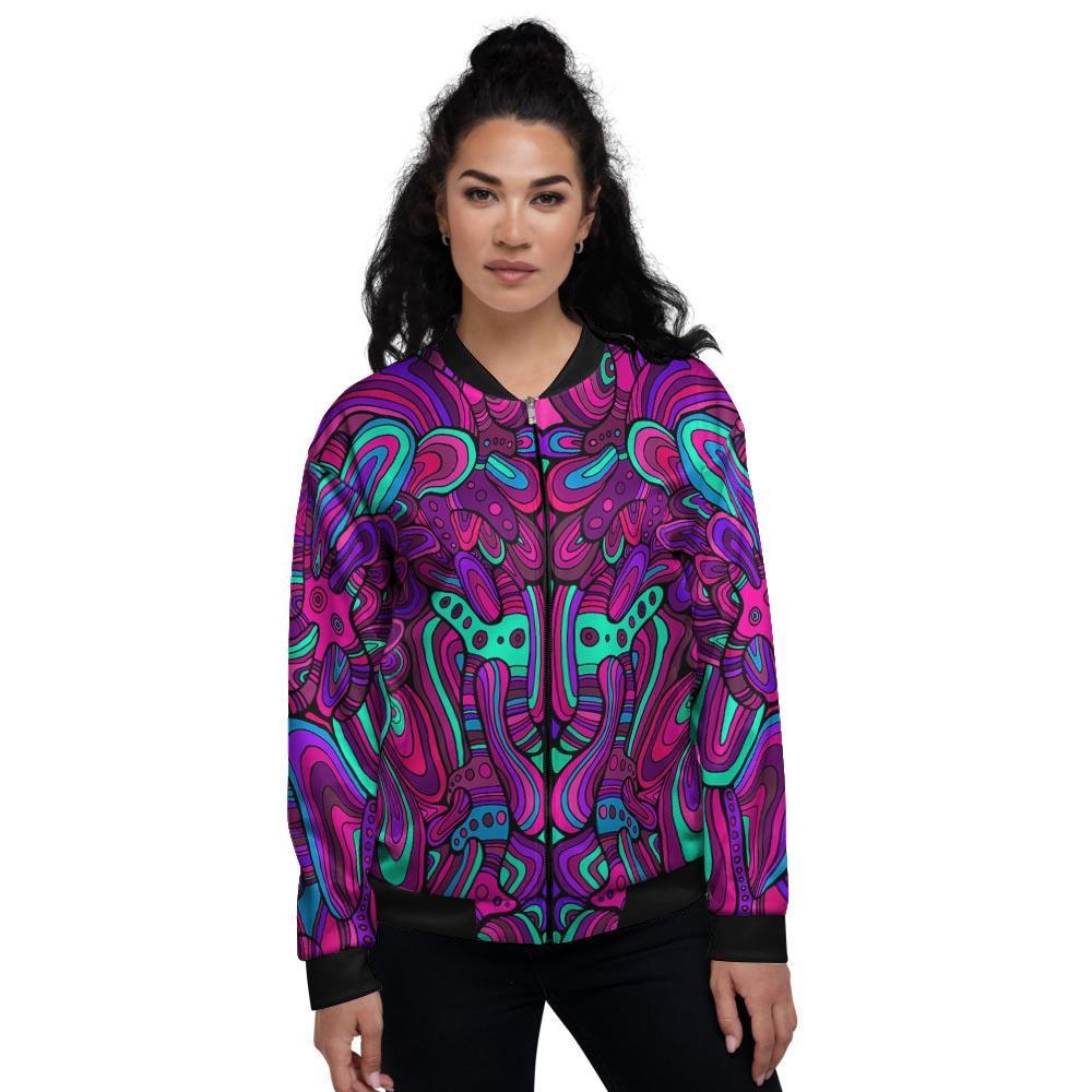 Psychedelic Trippy Doodle Women's Bomber Jacket-grizzshop