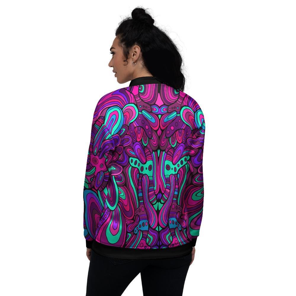 Psychedelic Trippy Doodle Women's Bomber Jacket-grizzshop