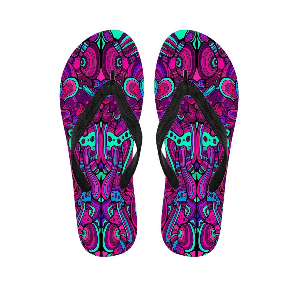Psychedelic Trippy Doodle Women's Flip Flops-grizzshop