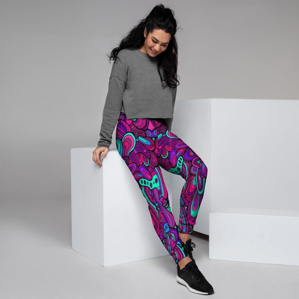 Psychedelic Trippy Doodle Women's Joggers-grizzshop