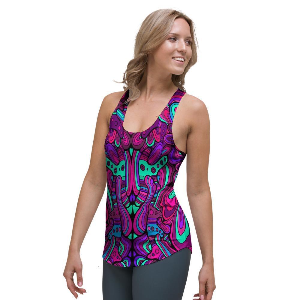 Psychedelic Trippy Doodle Women's Racerback Tank Top-grizzshop