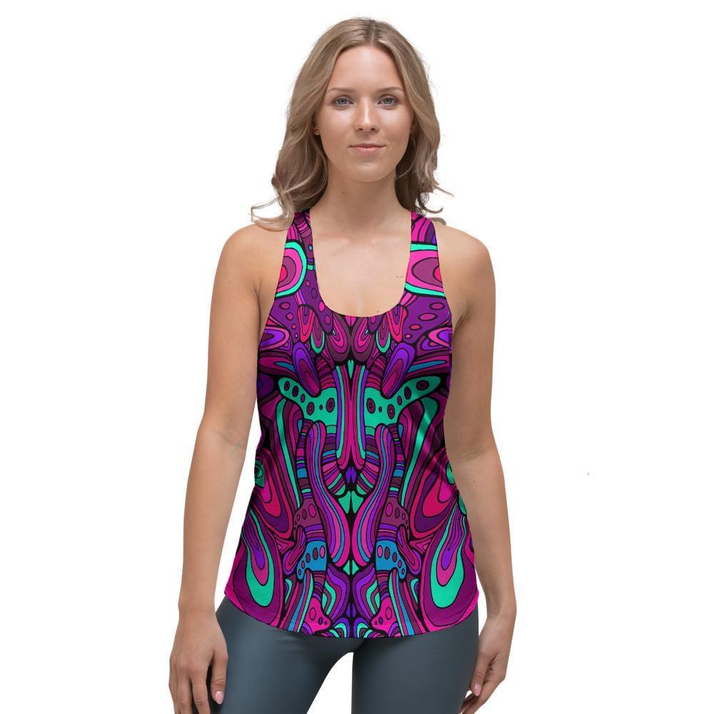 Psychedelic Trippy Doodle Women's Racerback Tank Top-grizzshop