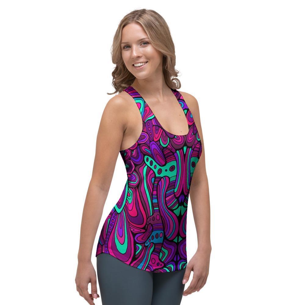 Psychedelic Trippy Doodle Women's Racerback Tank Top-grizzshop