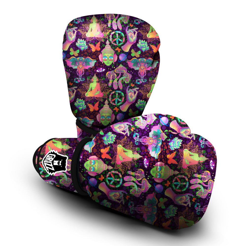 Psychedelic Trippy Drug Cartoon Print Pattern Boxing Gloves-grizzshop