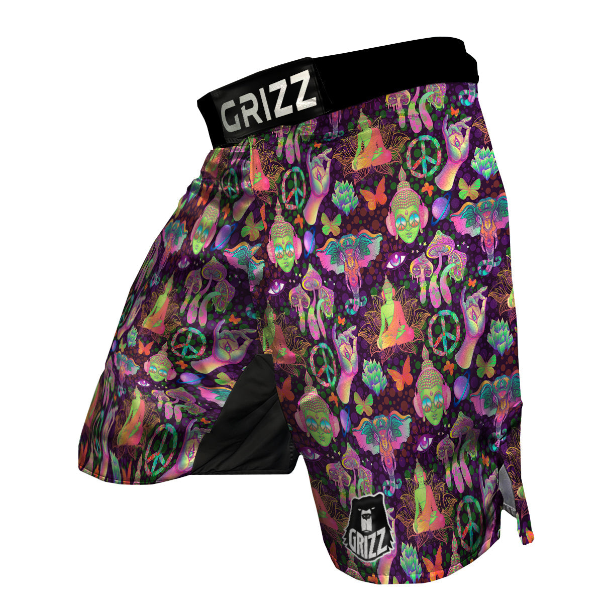 Psychedelic Trippy Drug Cartoon Print Pattern MMA Shorts-grizzshop