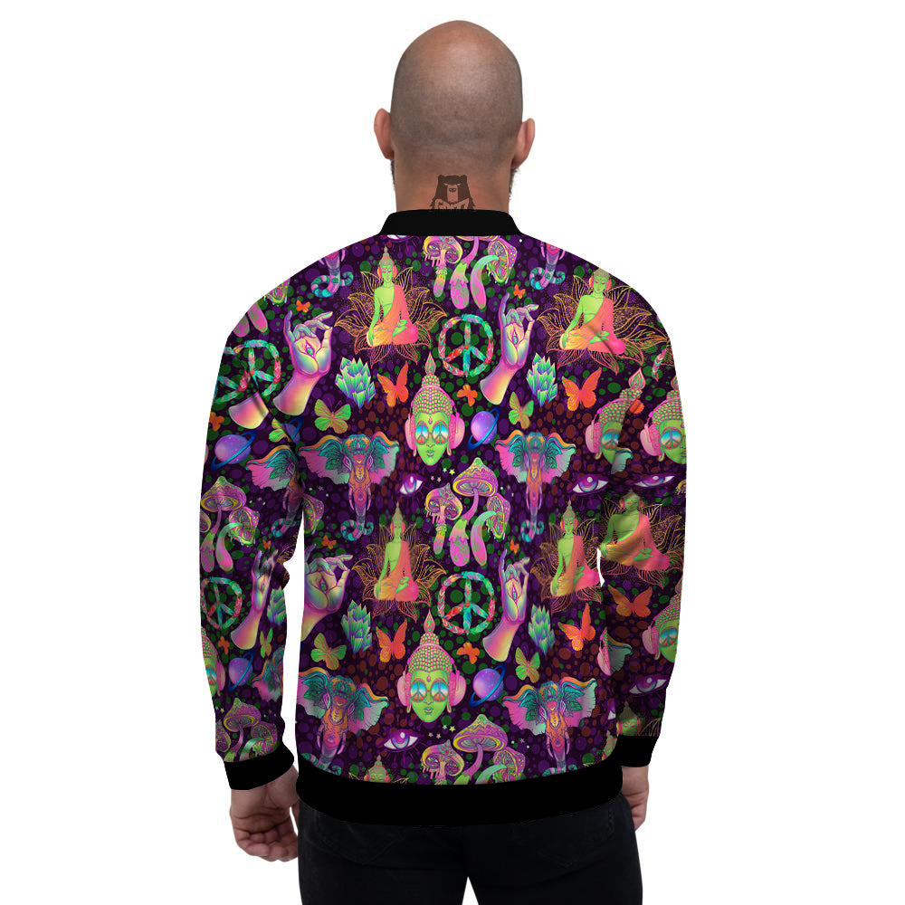 Psychedelic Trippy Drug Cartoon Print Pattern Men's Bomber Jacket-grizzshop