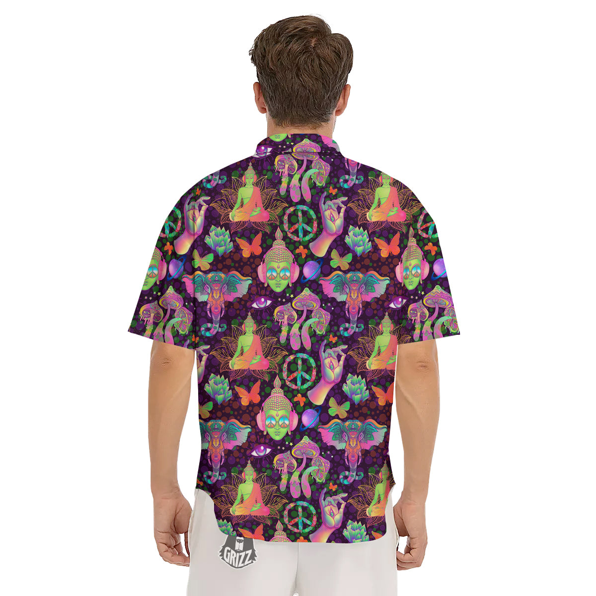 Psychedelic Trippy Drug Cartoon Print Pattern Men's Short Sleeve Shirts-grizzshop