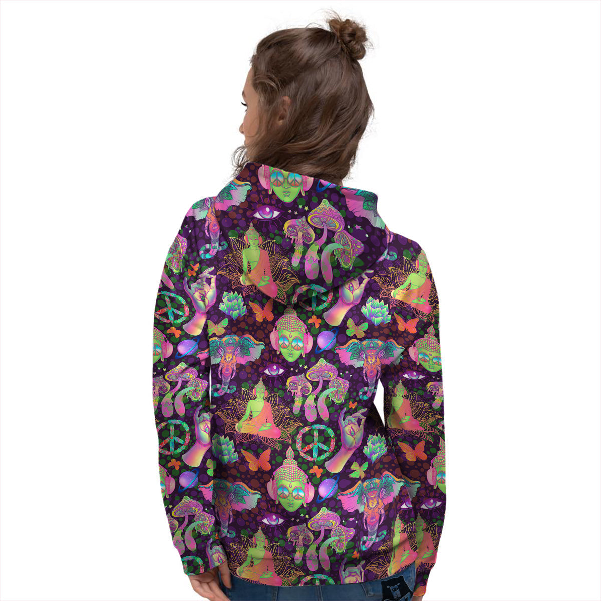 Psychedelic Trippy Drug Cartoon Print Pattern Women's Hoodie-grizzshop