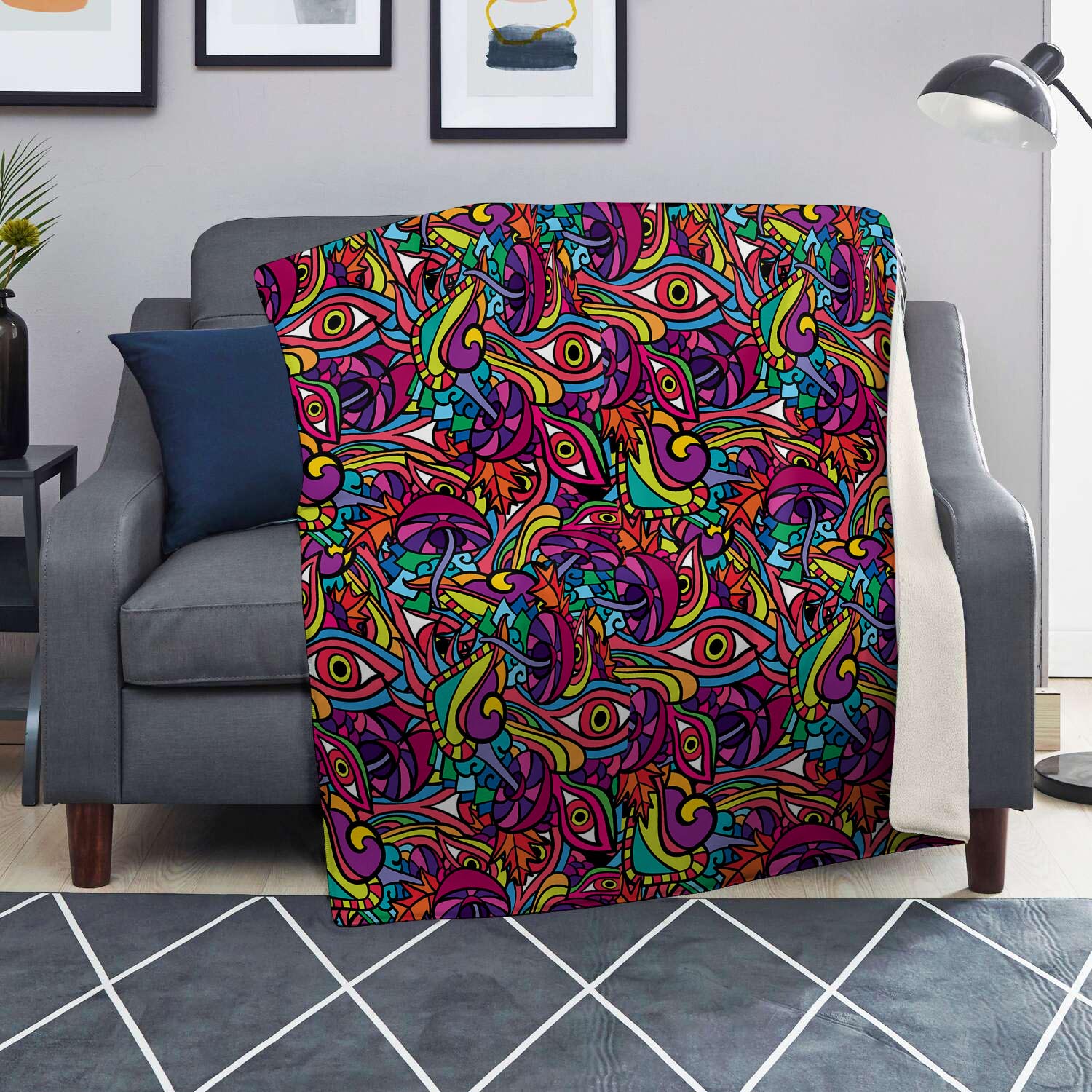 Psychedelic Trippy Eye Blanket-grizzshop