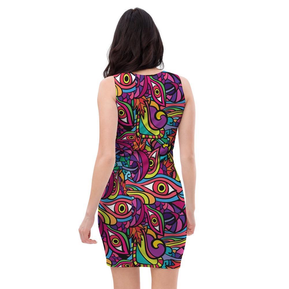 Psychedelic Trippy Eye Bodycon Dress-grizzshop