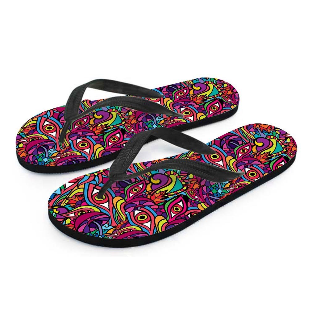 Psychedelic Trippy Eye Men's Flip Flops-grizzshop