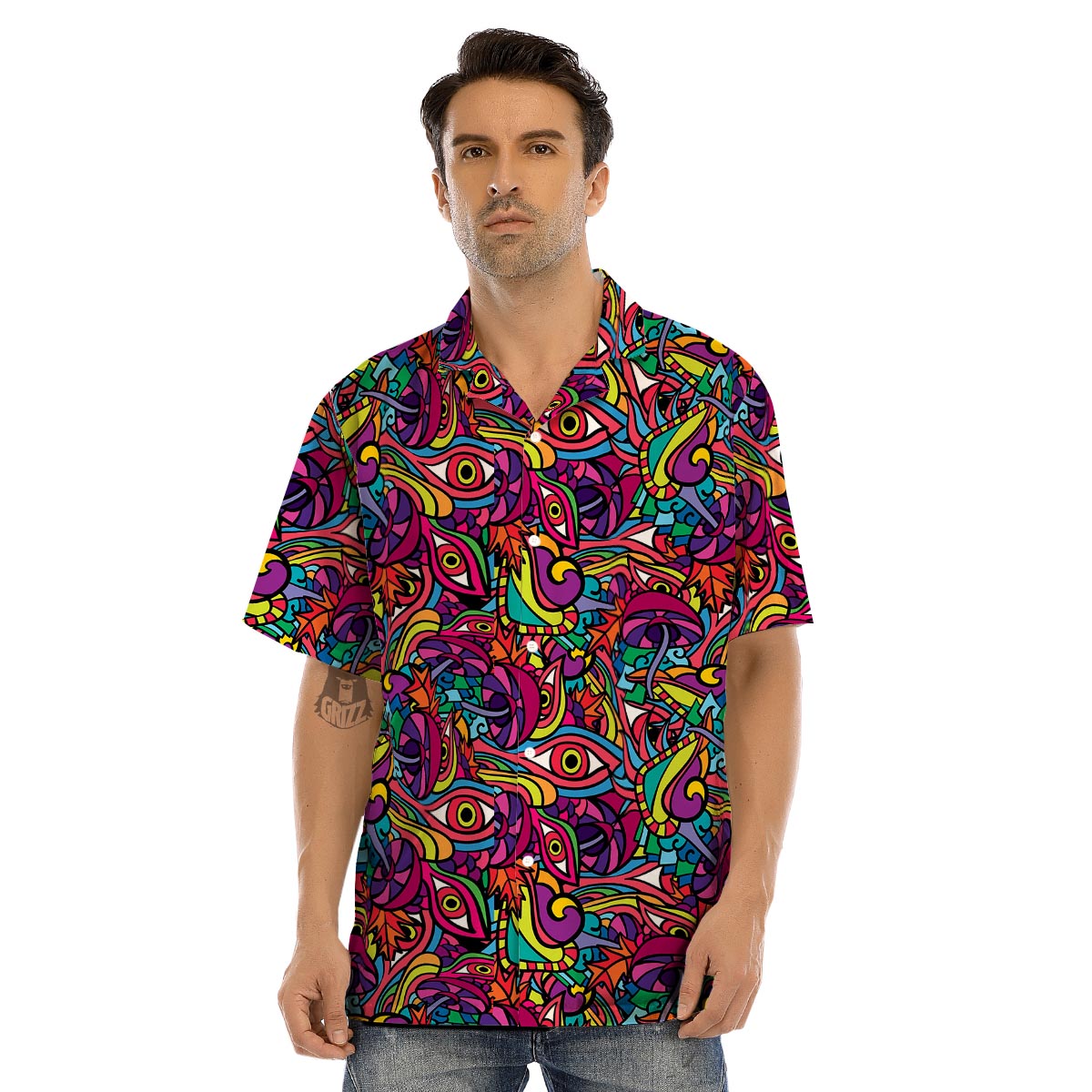 Psychedelic Trippy Eye Men’s Hawaiian Shirt-grizzshop