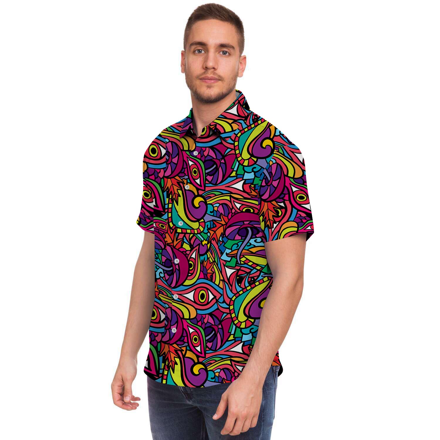 Psychedelic Trippy Eye Men's Short Sleeve Shirt-grizzshop
