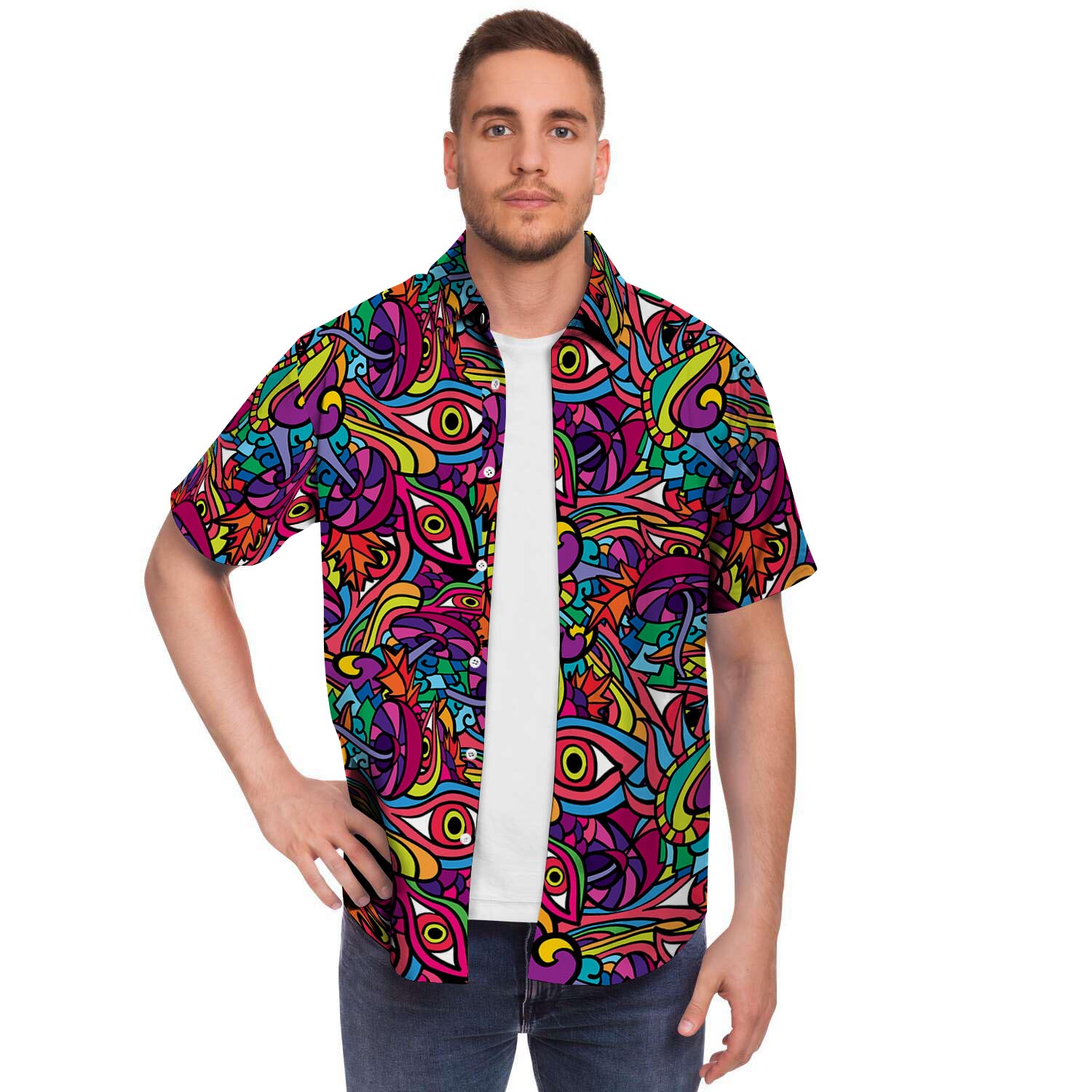 Psychedelic Trippy Eye Men's Short Sleeve Shirt-grizzshop