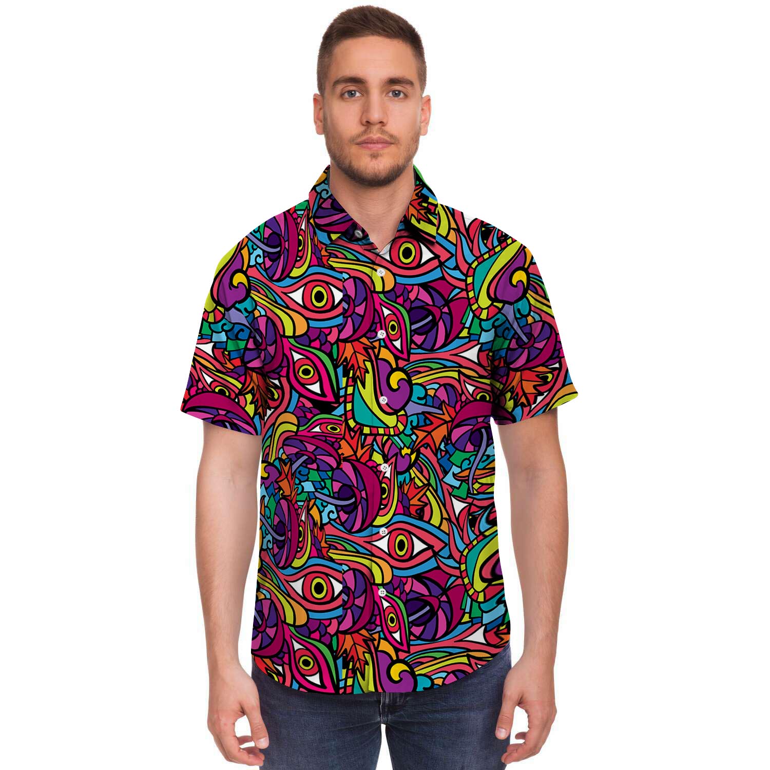 Psychedelic Trippy Eye Men's Short Sleeve Shirt-grizzshop