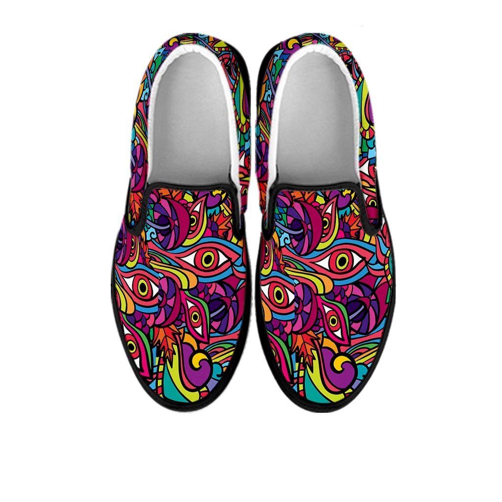 Psychedelic Trippy Eye Men's Slip On Sneakers-grizzshop
