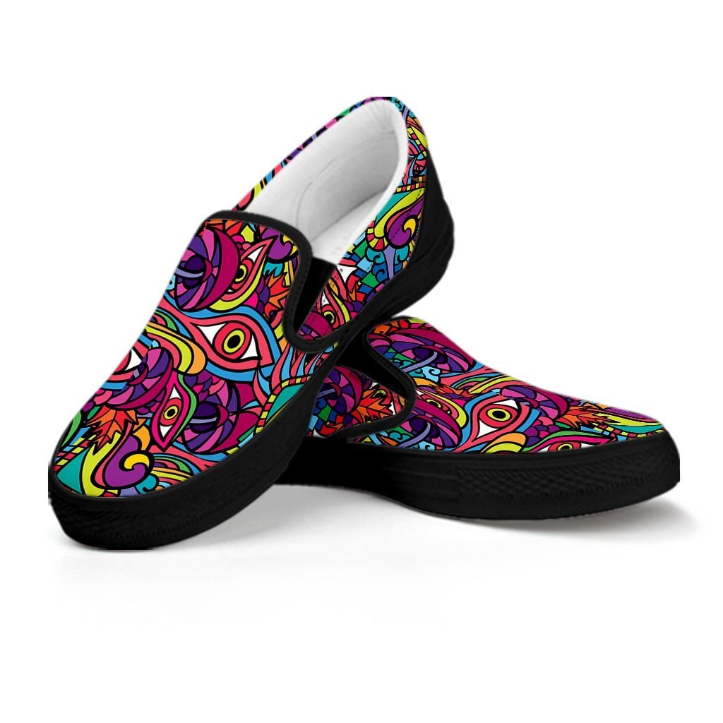 Psychedelic Trippy Eye Men's Slip On Sneakers-grizzshop
