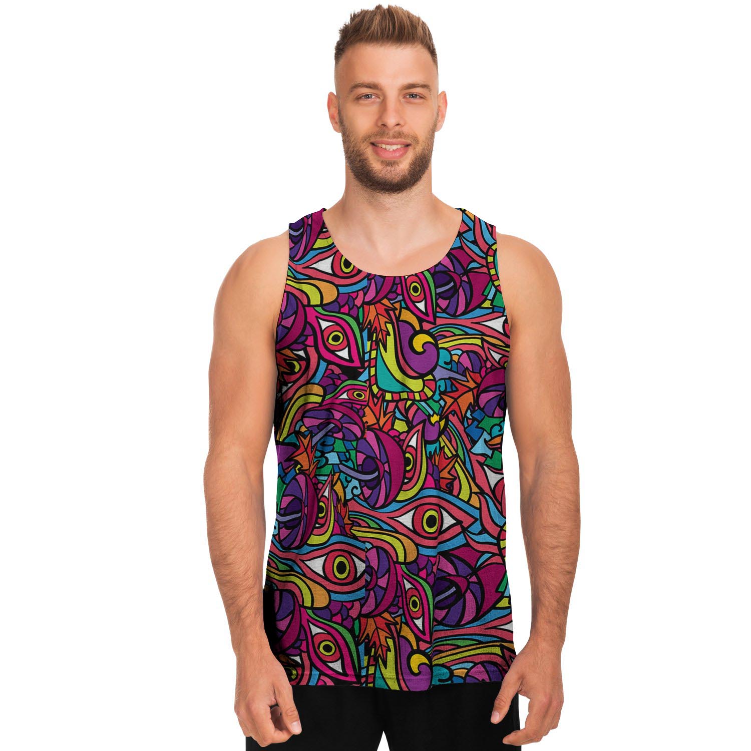 Psychedelic Trippy Eye Men's Tank Tops-grizzshop