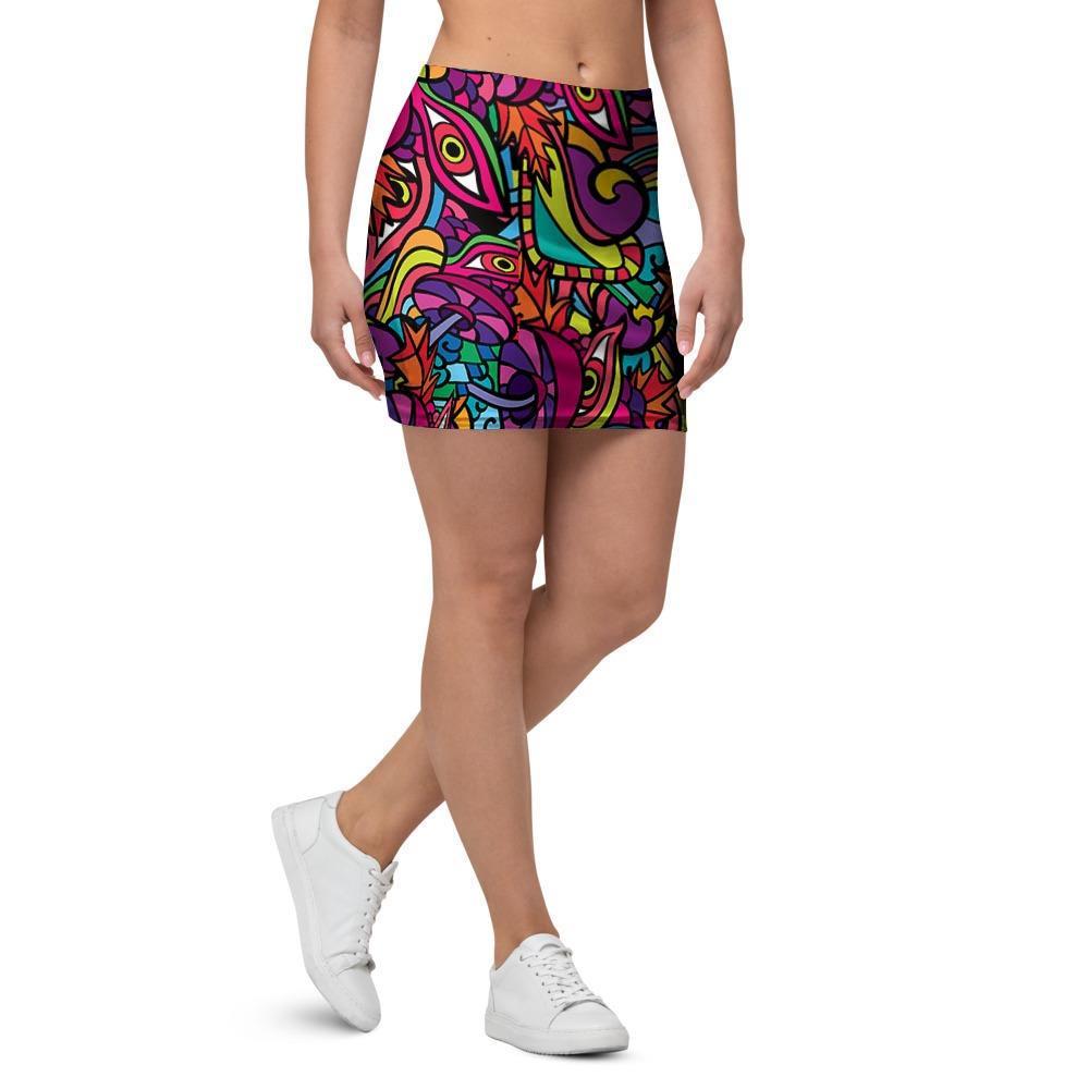 Psychedelic Trippy Eye Mini Skirt-grizzshop