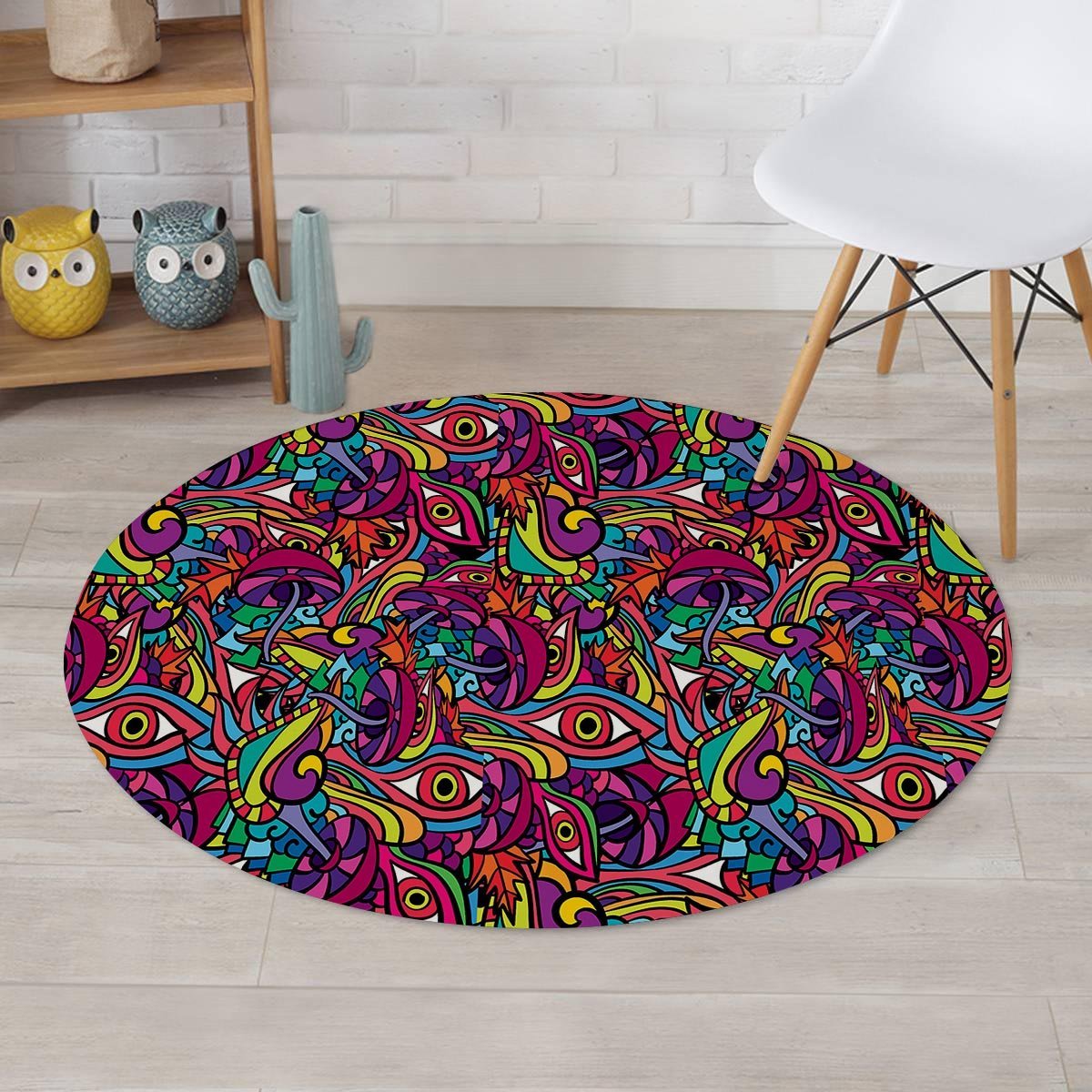 Psychedelic Trippy Eye Round Rug-grizzshop