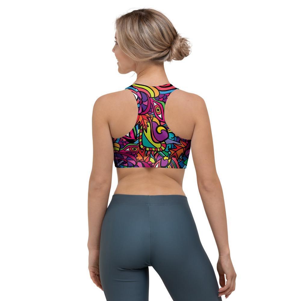 Psychedelic Trippy Eye Sports Bra-grizzshop