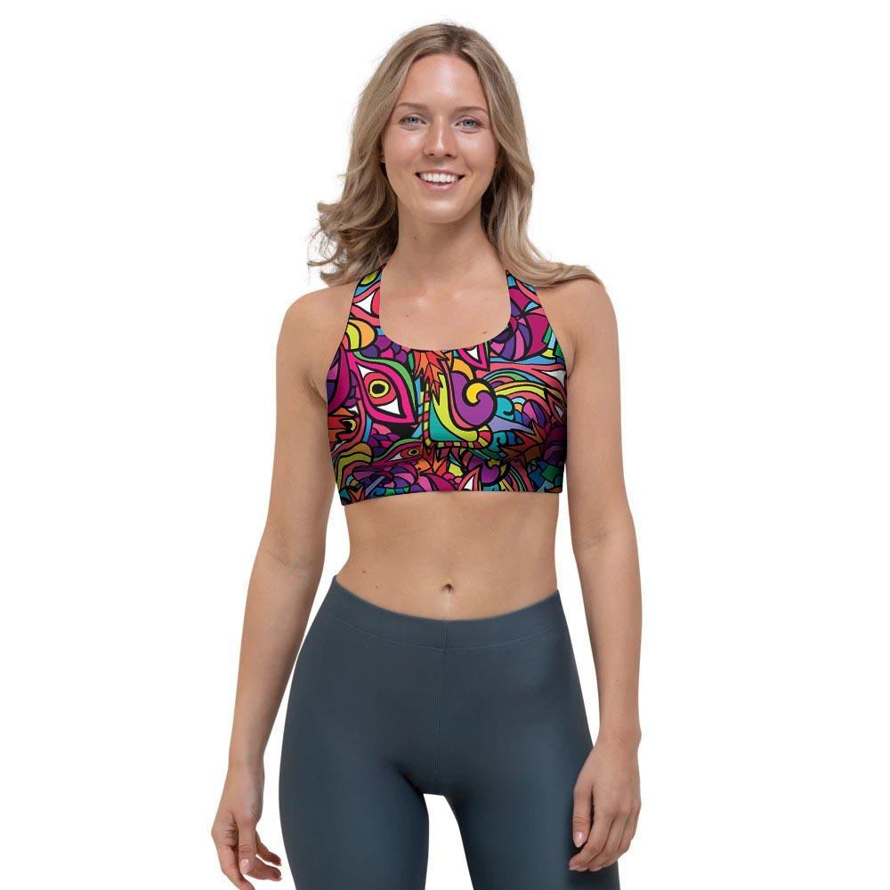 Psychedelic Trippy Eye Sports Bra-grizzshop