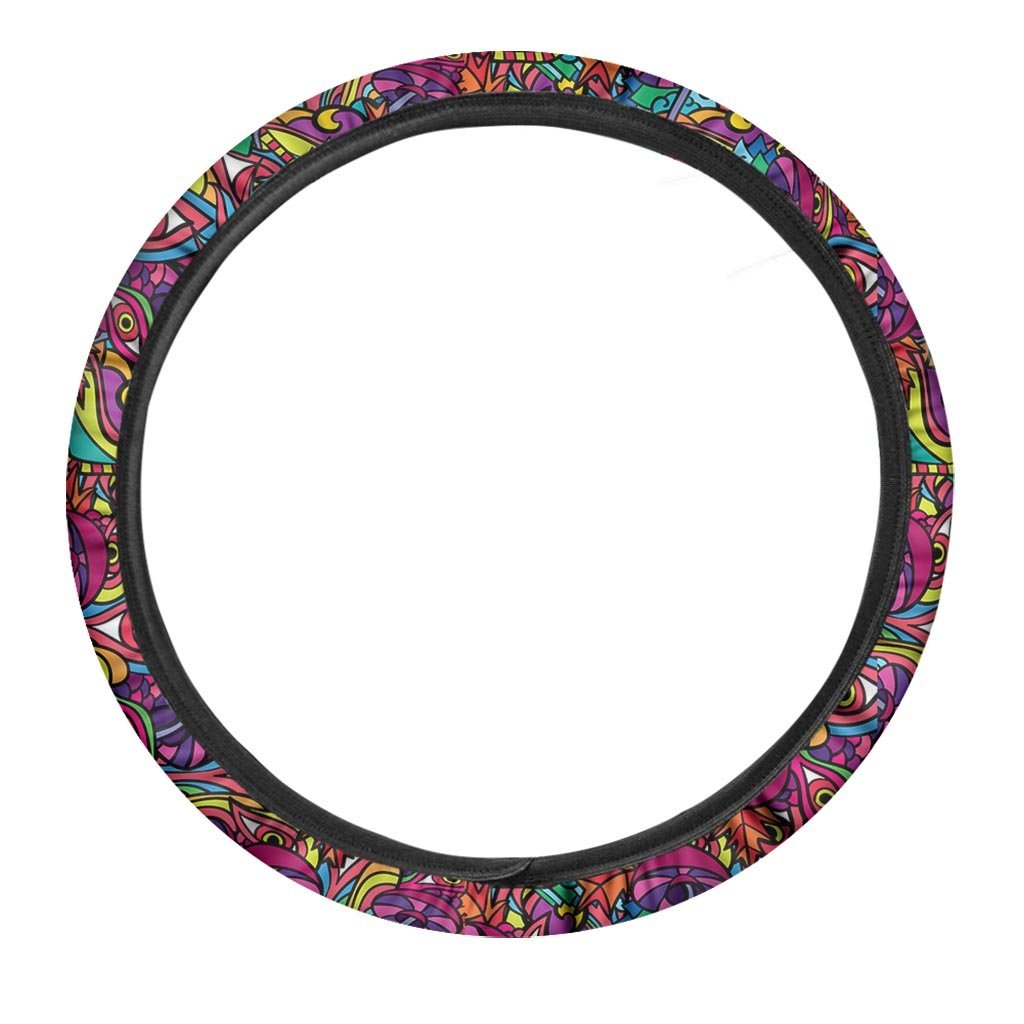 Psychedelic Trippy Eye Steering Wheel Cover-grizzshop