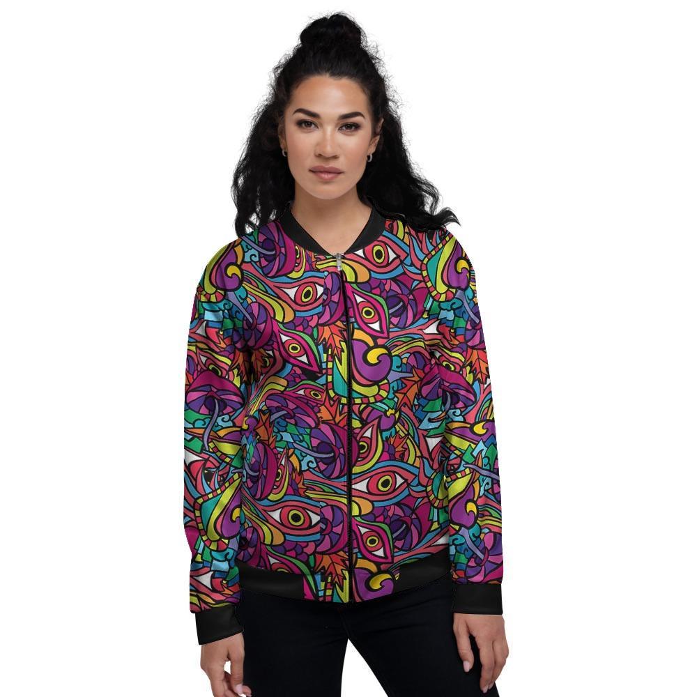 Psychedelic Trippy Eye Women's Bomber Jacket-grizzshop