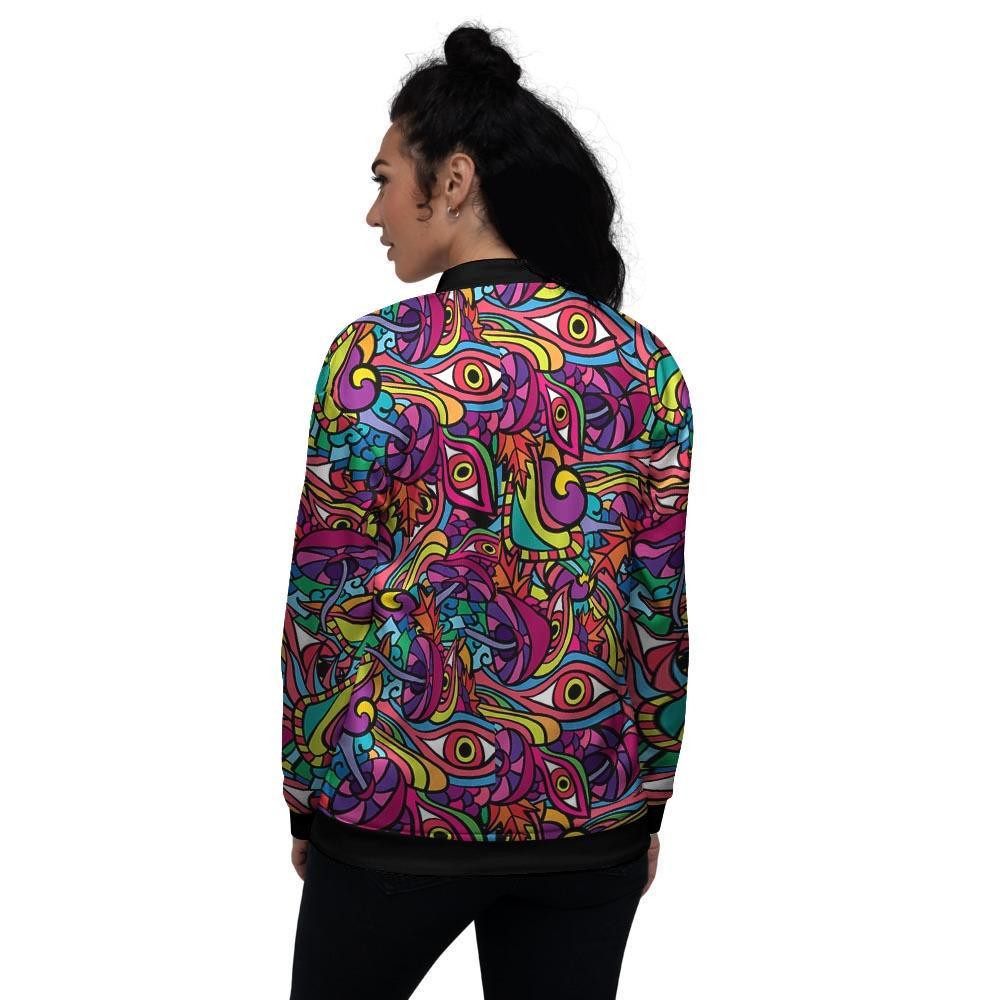 Psychedelic Trippy Eye Women's Bomber Jacket-grizzshop