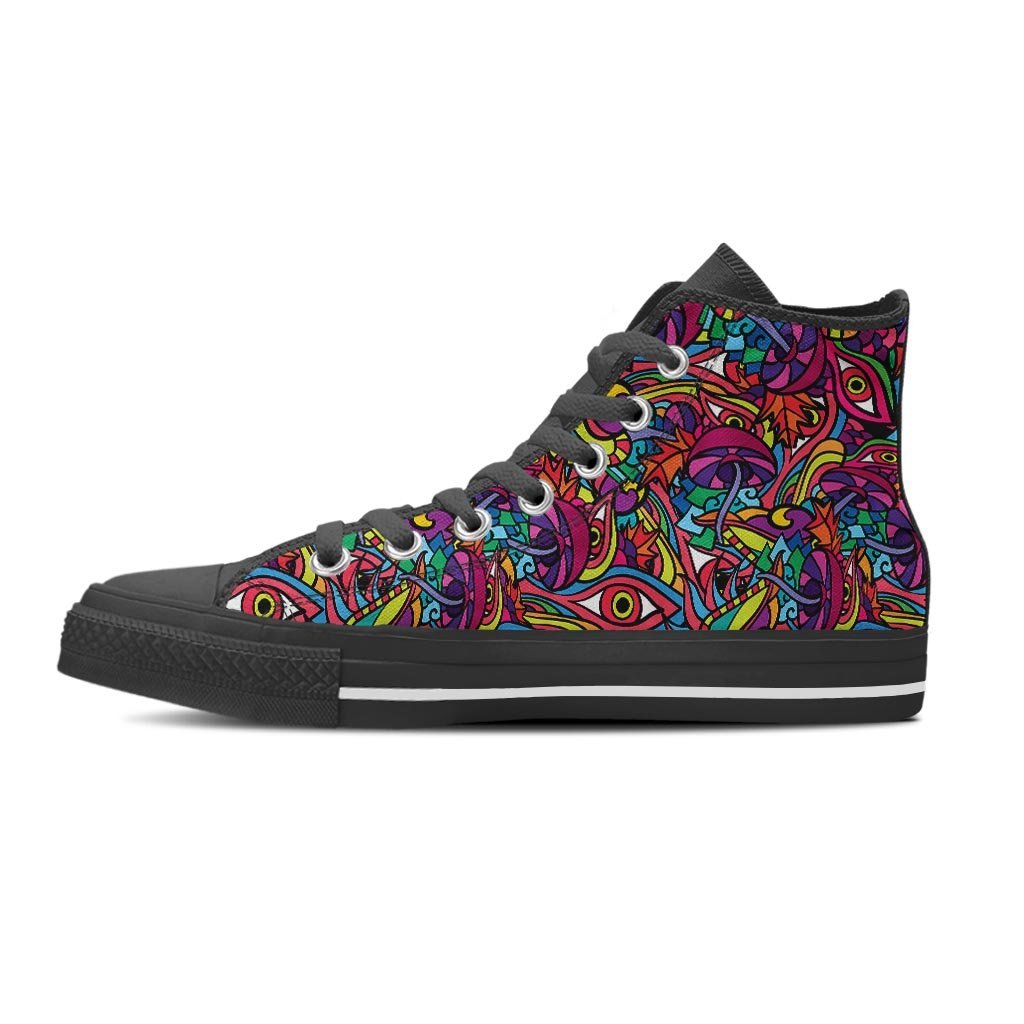 Psychedelic Trippy Eye Women's High Top Shoes-grizzshop