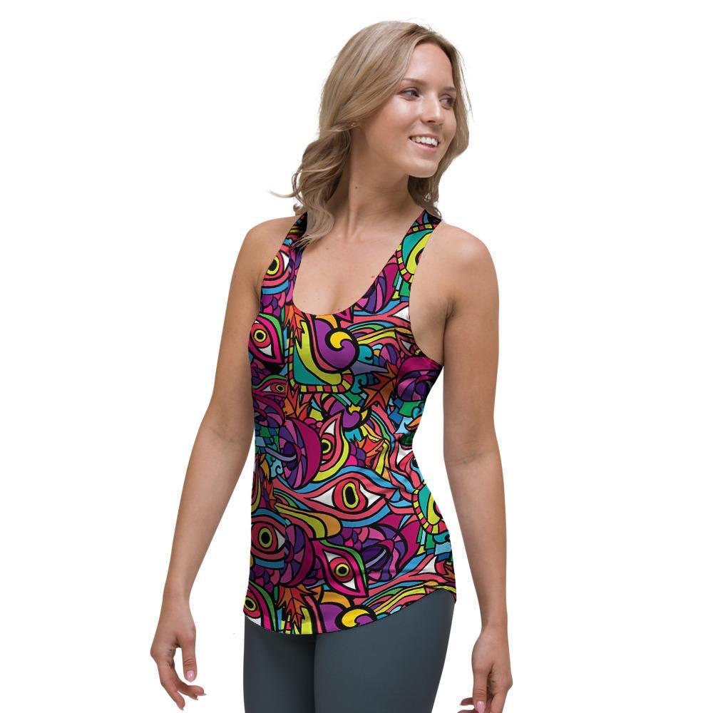 Psychedelic Trippy Eye Women's Racerback Tank Top-grizzshop