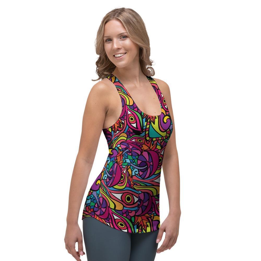 Psychedelic Trippy Eye Women's Racerback Tank Top-grizzshop