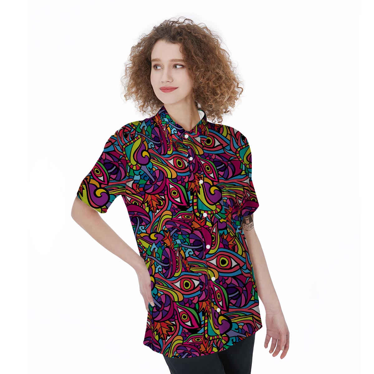 Psychedelic Trippy Eye Women's Short Sleeve Shirts-grizzshop