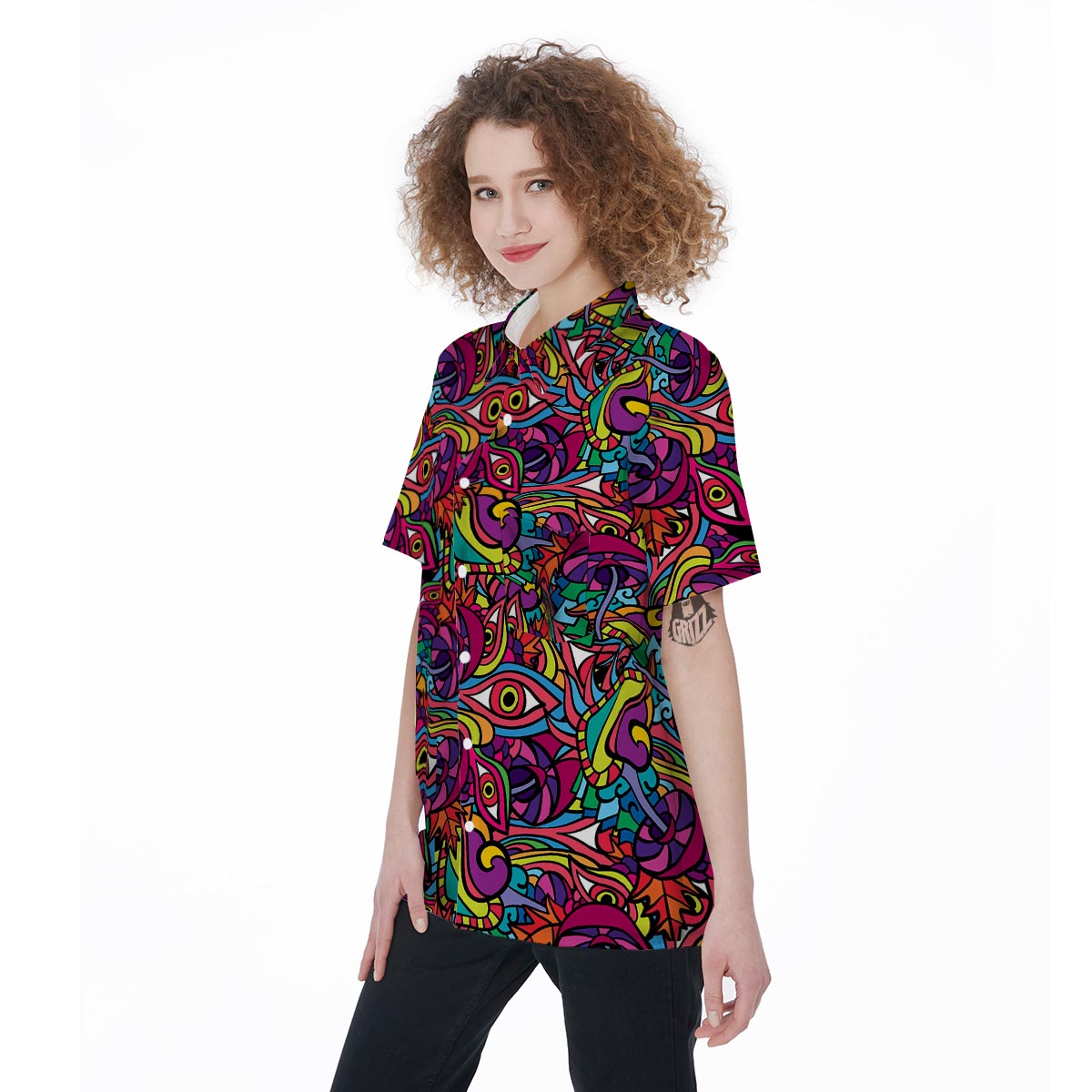 Psychedelic Trippy Eye Women's Short Sleeve Shirts-grizzshop