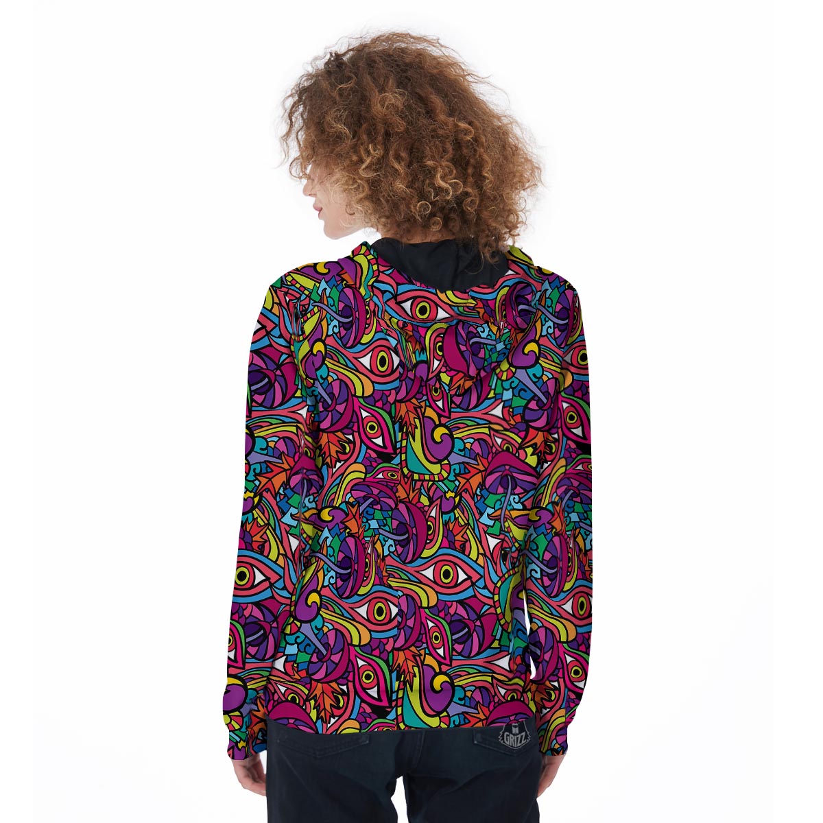 Psychedelic Trippy Eye Women's Zip Up Hoodie-grizzshop